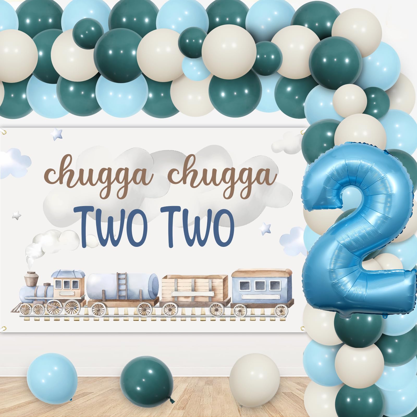 Amazon.com: JOYMEMO Blue Chugga Chugga Two Two Party Decorations